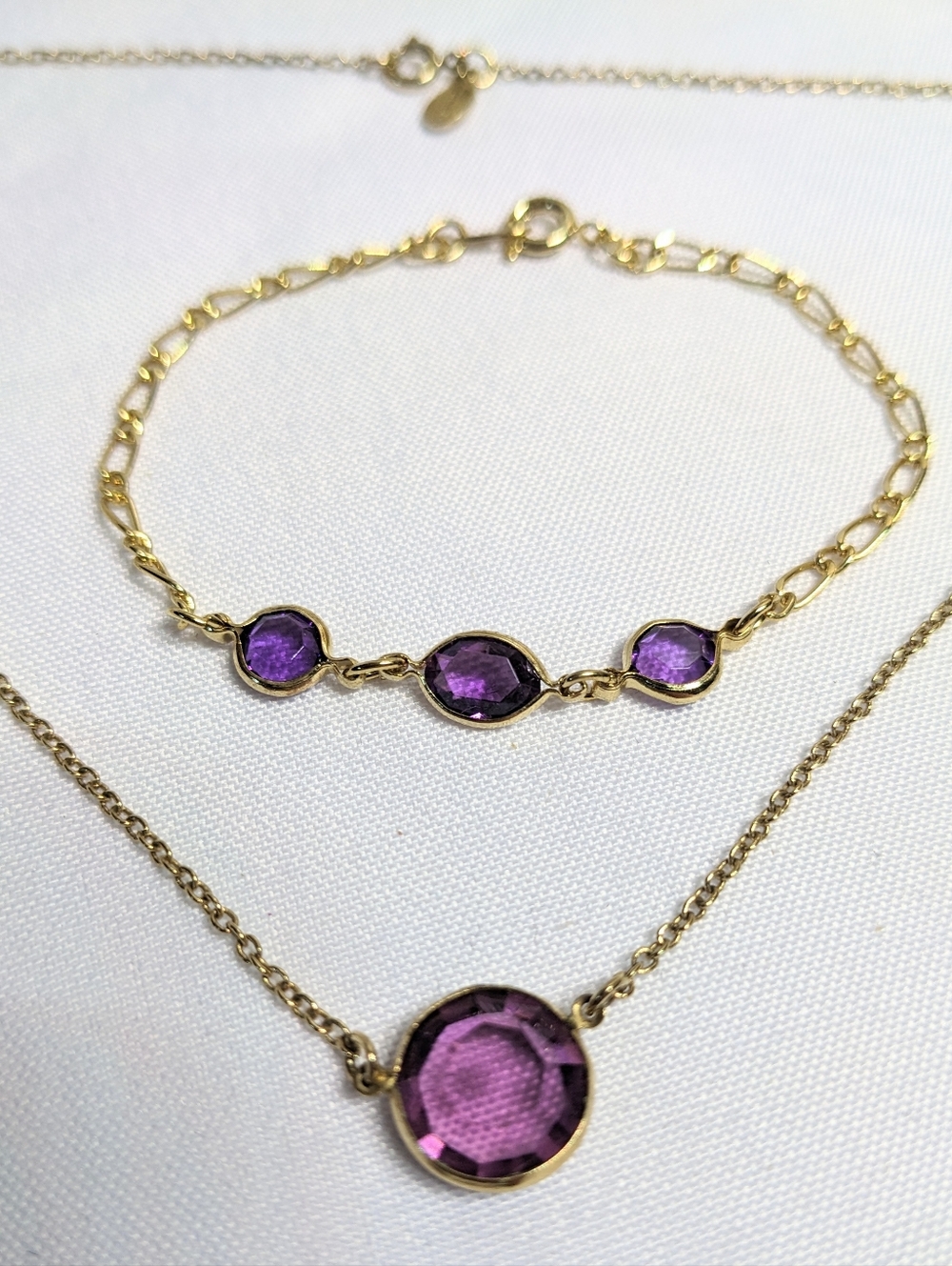 Avon Elegant Amethyst Necklace, 1979, & Similar Bracelet Marked Korea, Vintage